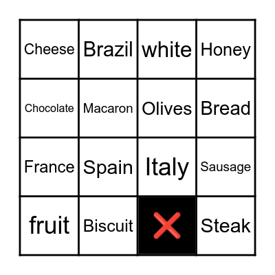 ❌=Block/🍾=Free space Bingo Card