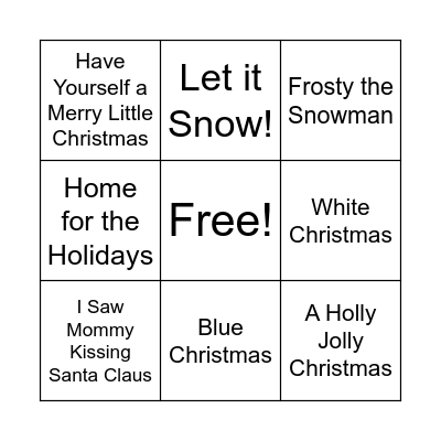 Masonic Holiday Dinner Bingo Card