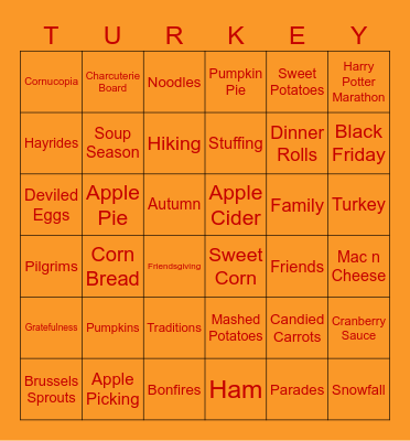 Thanksgiving Bingo Card
