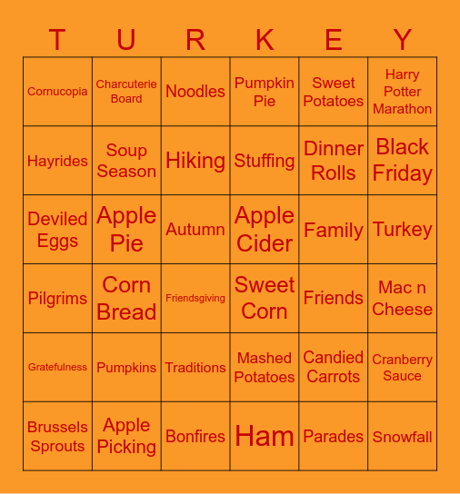 Thanksgiving Bingo Card