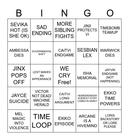 ARCANE Bingo Card