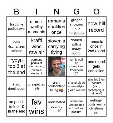 ski jumping 24/25 bingo! Bingo Card