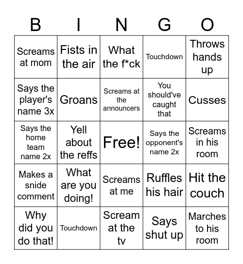 Sports Bingo Card