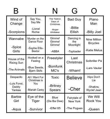 Musikkbingo Julen 2024 Bingo Card