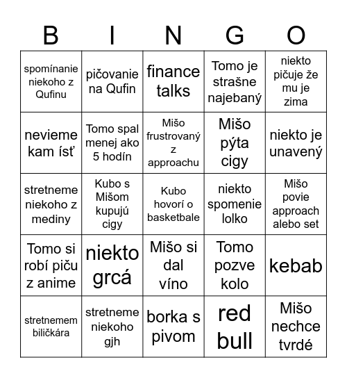 Tomova 30ka Bingo Card