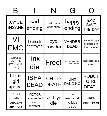 ARCANE ACT III Bingo Card