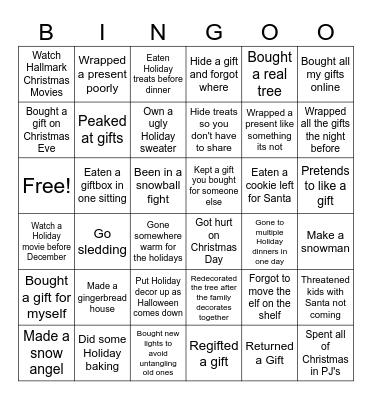 Never Have I Ever Bingo Card