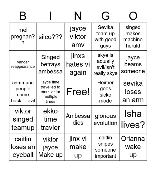 arcane act 3 bingo Card