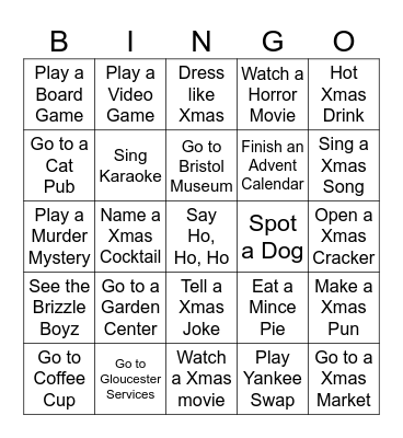 Chuck's Holiday Adventure Bingo Card