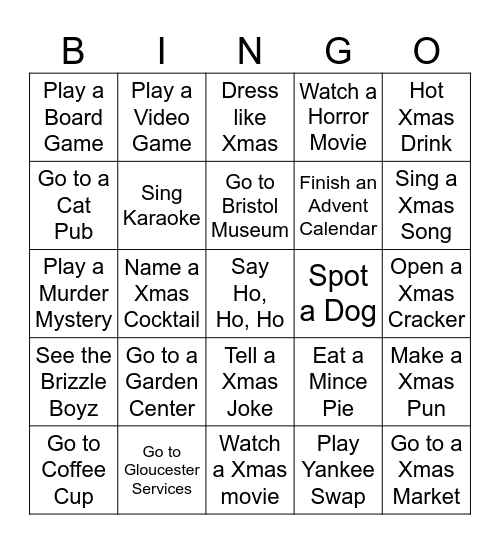 Chuck's Holiday Adventure Bingo Card