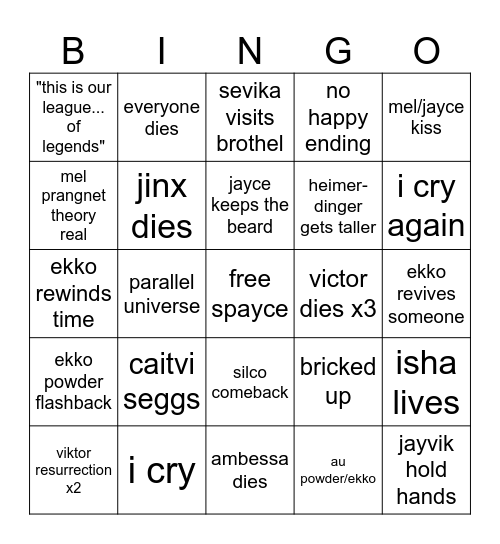 arcane finale Bingo Card