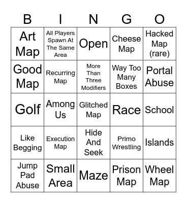 Solo Showdown Map Maker Bingo Card