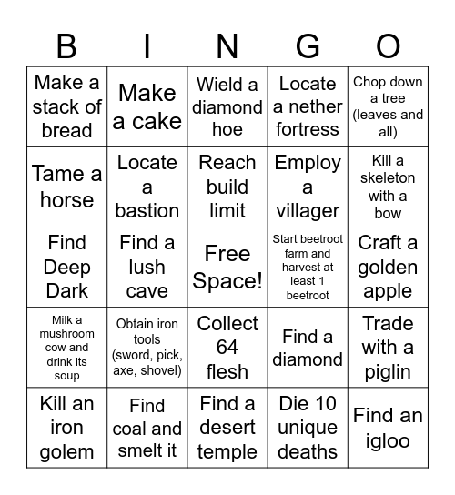 Lockout Bingo Card