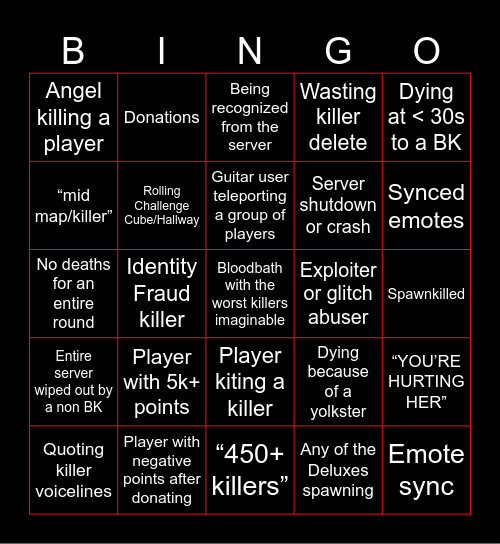 CHAOS’ MH BINGO Card