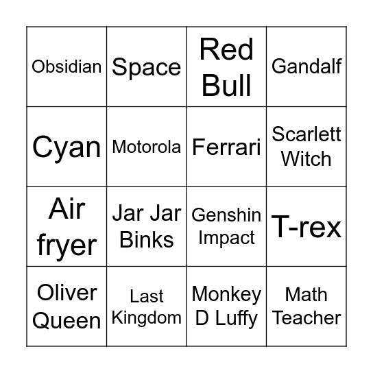 Infinite Craft Bingo Card