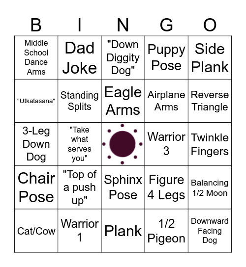 Yoga Bingo & Food Drive Extravaganza Bingo Card