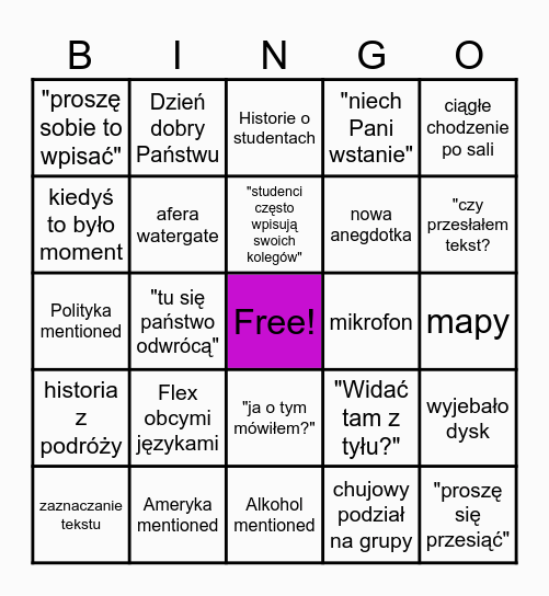 Bingo z Wiesiem Bingo Card
