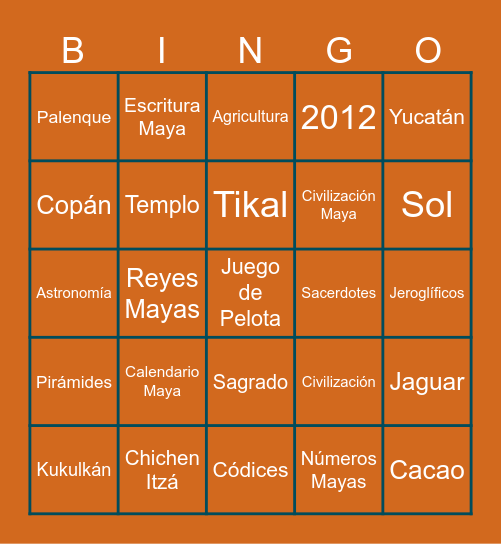 Los Mayas Bingo Card