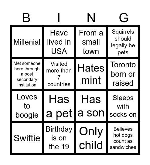 70's Bday Bingo Card