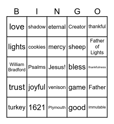Thankful! Bingo Card