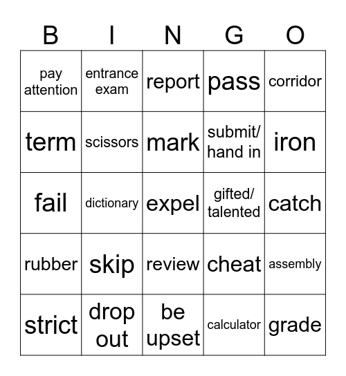 Education - 8- ENG Bingo Card