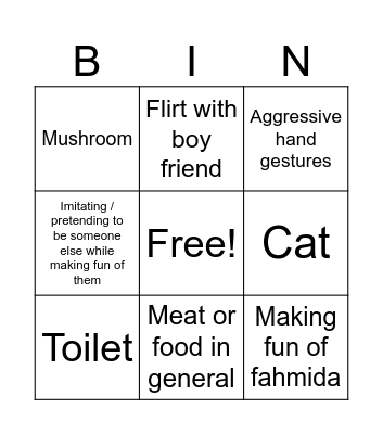 Jamie Bingo Card