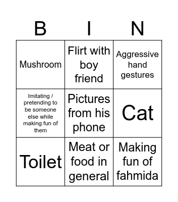 Jamie Bingo Card