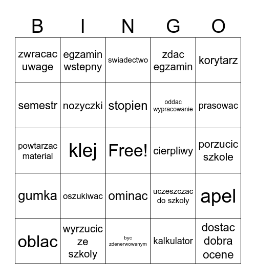 EDUCATION - 8 - PL Bingo Card