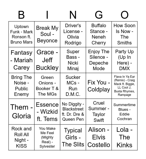 Rolling Stones Top 500 (#435-371) Bingo Card
