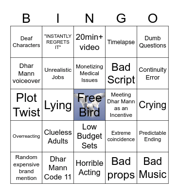 Dumb Dhar Bingo Card