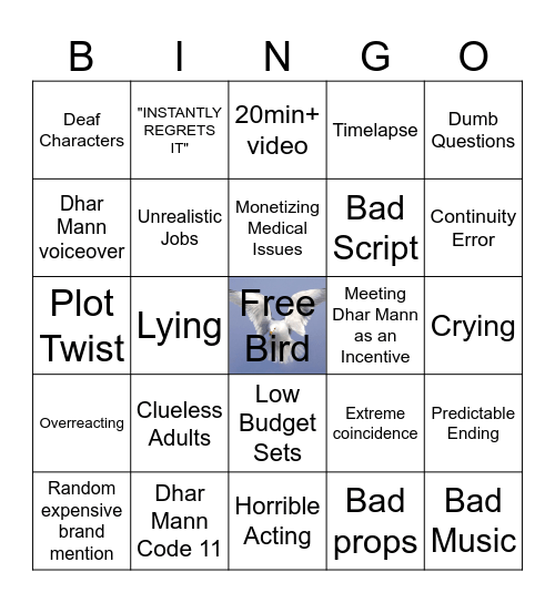 Dumb Dhar Bingo Card