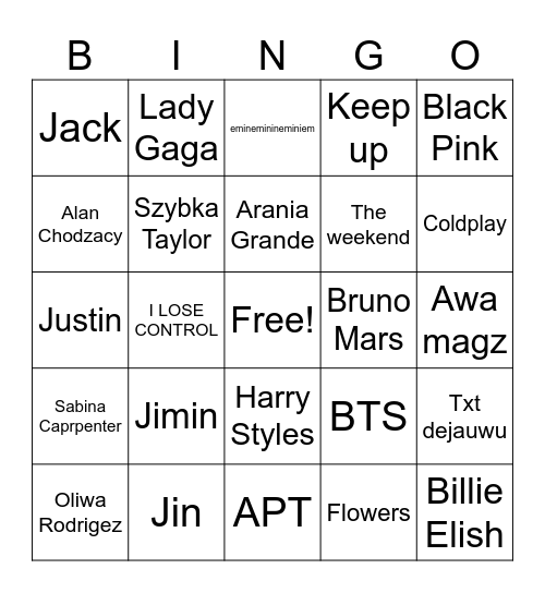 Mega cienzkie bingo nick jr Bingo Card