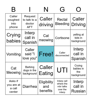 PC CALLS Bingo Card