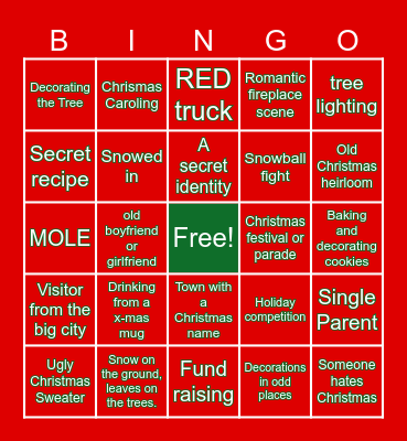 Hallmark Movie Bingo Card