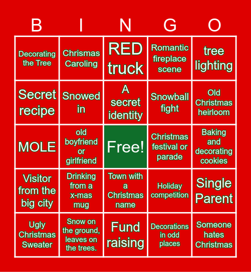 Hallmark Movie Bingo Card