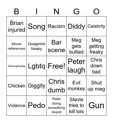 Family Guy Bingo Card