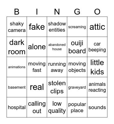 Ghost Bingo Card