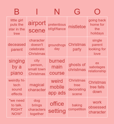 Hallmark Christmas Movies Bingo Card