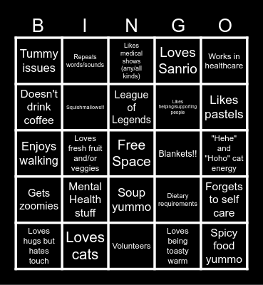 Tofu Bean Bingo Card