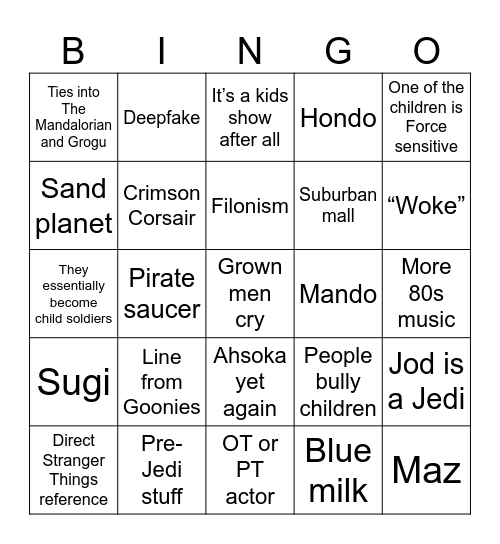 Skeleton Crew Bingo Card