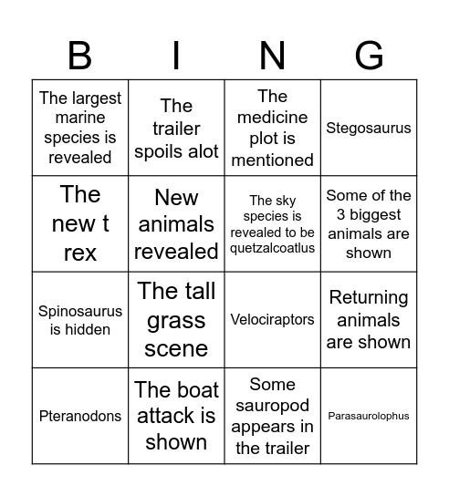 Jw rebirth trailer bingo Card