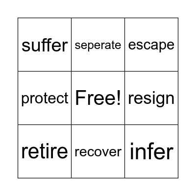 FROM + PREPOSITIONS Bingo Card