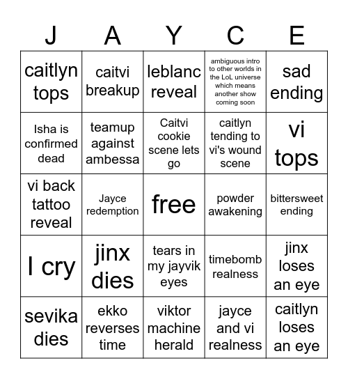 bad arcane Bingo Card