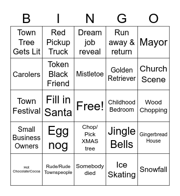 Xmas Movie Bingo Card
