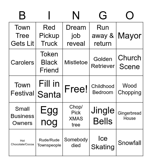 Xmas Movie Bingo Card