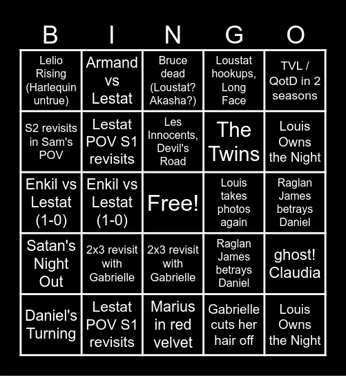 IWTV S3 Bingo Card