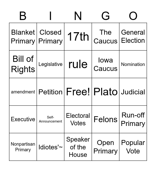 Government Bingo Card