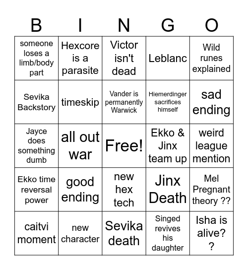 Arcane Finale Bingo Card