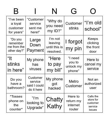 T-Mobile Bingo Card