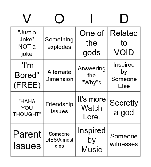 ILS Lore V.O.I.D (Bingo) Bingo Card